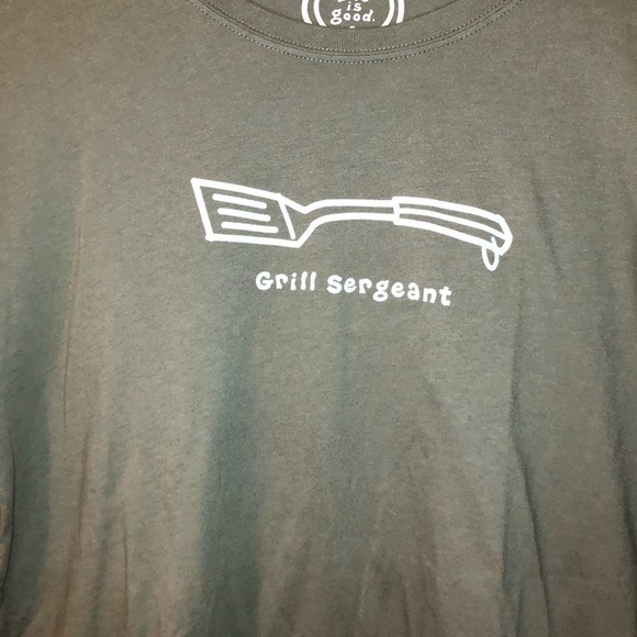 NWT Life is Good Dark Green Semi-Fitted Sleep Short Sleeve Spatula T-Shirt - Picture 2 of 5